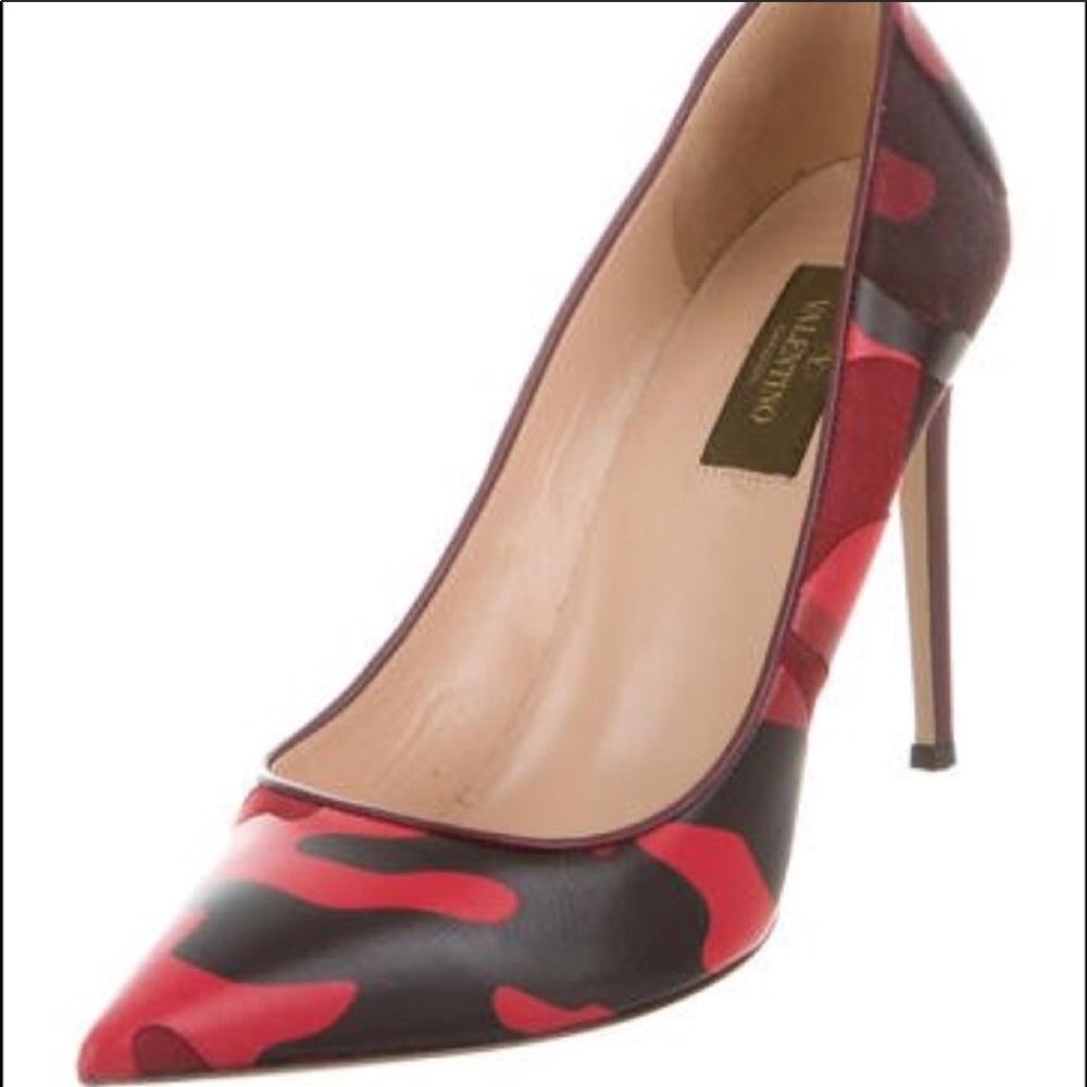 Valentino Rockstud Red Camo Heels sz 36.5 - Picture 2 of 7